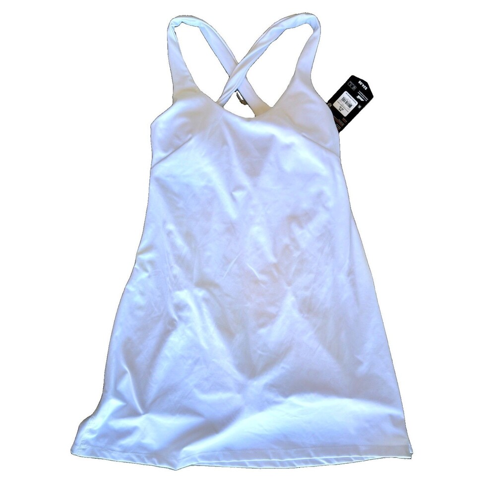 Avia Womens Cross Back Buttersoft Athletic Dress White Size XS (0-2) NWT Preppy